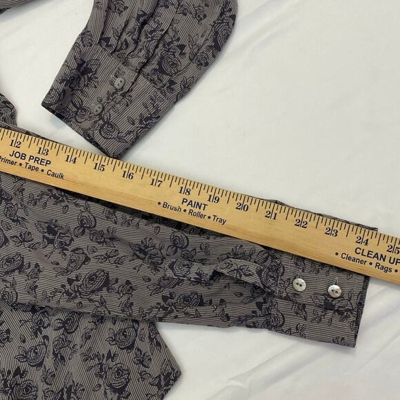 About A Girl Boho Crochet open back button up floral rose print L Pocket Western - Picture 10 of 12